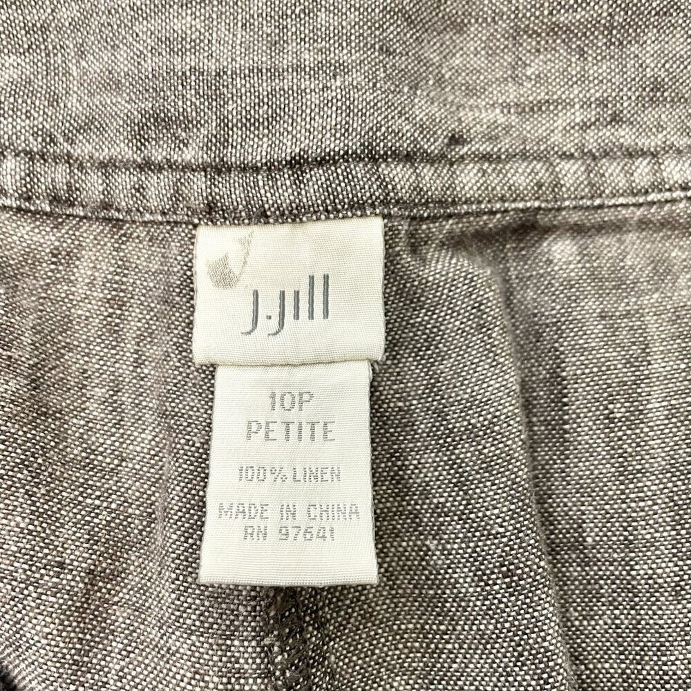 J Jill 100% Linen Cropped Wide-Leg Pants Culottes Coastal Brown size 10 PETITE - Picture 5 of 5
